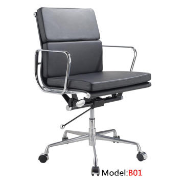 Modern Eames Hotel Leather Aluminium Meeting Leisure Chair (B01)